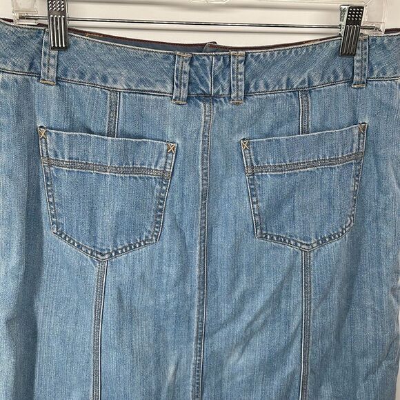 Eddie Bauer denim midi skirt front button 100% cotton EUC 8 jean jeans a-line - Picture 6 of 8